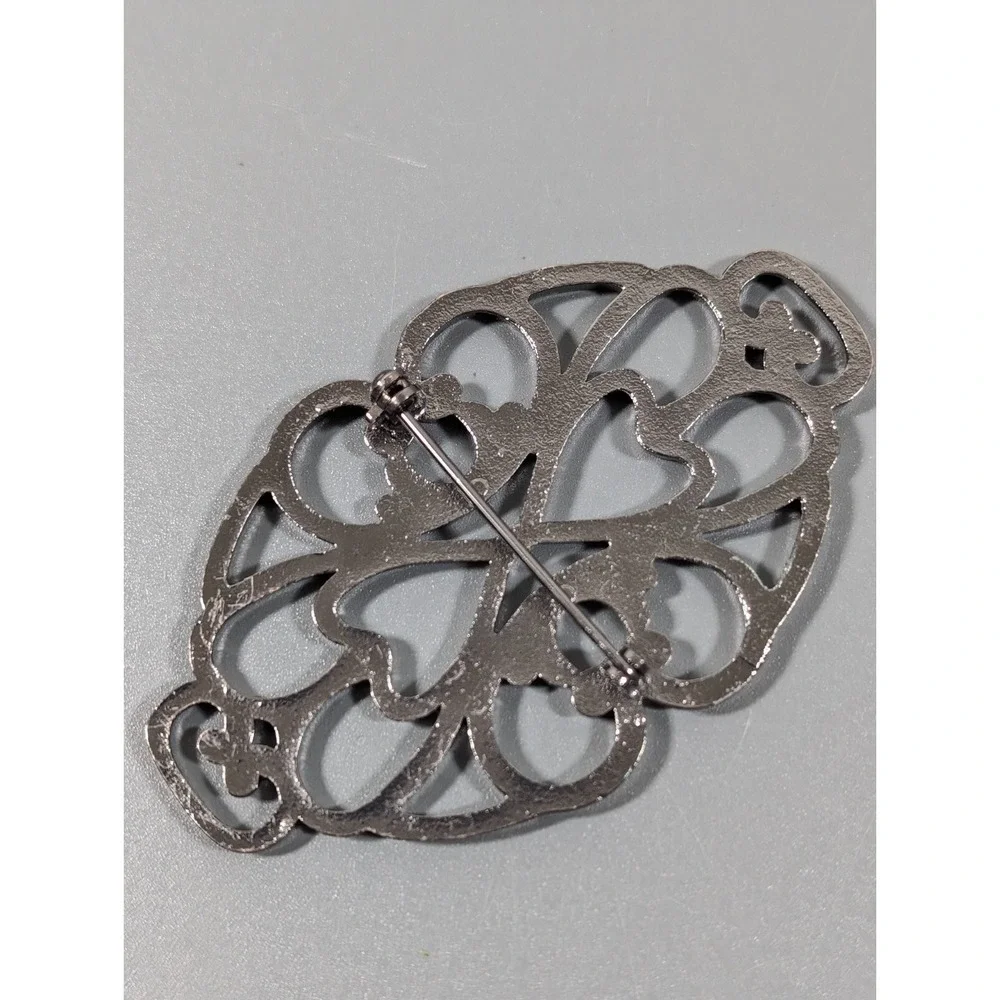 Western Copper Tone Retro Open Metal Work Scroll Oval Pin Brooch‎